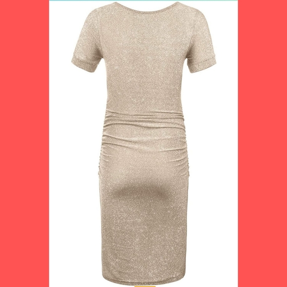 Sparkly Champagne Elegant Maternity Dress - Picture 3 of 6